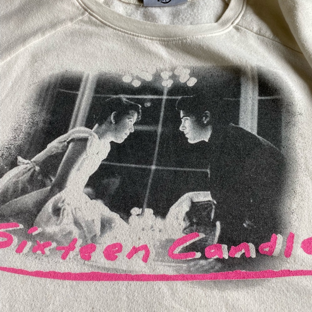 Recycled Karma, Sixteen candles white crop top sweater, size medium